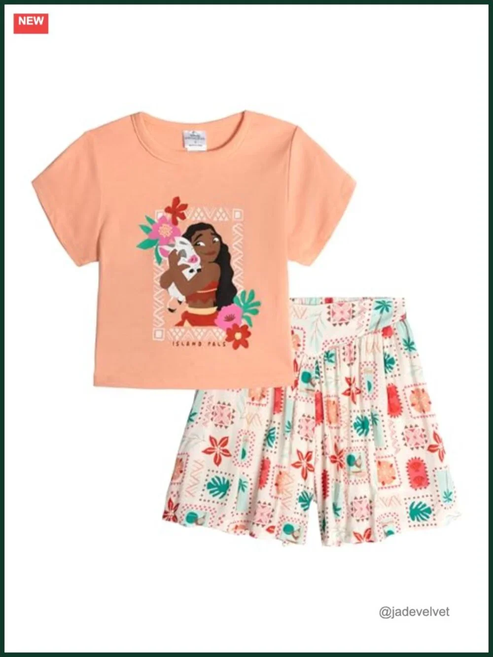 Girls Short Sleeve T-Shirt & Skort Set Cotton Blend